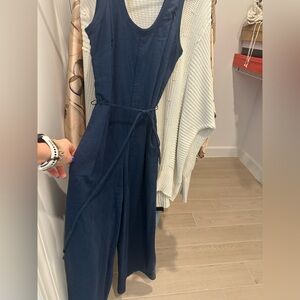 BANANA REPUBLIC DENIM LINEN WIDE LEG ROMPER SZ S